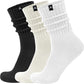 Scrunch Slouch Crew Socks Retro Ribbed Cotton Cushioned 3 Pack Boot Sneaker Gym Cozy Calf Socks For Men & Women