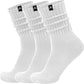 Scrunch Slouch Crew Socks Retro Ribbed Cotton Cushioned 3 Pack Boot Sneaker Gym Cozy Calf Socks For Men & Women