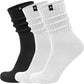 Scrunch Slouch Crew Socks Retro Ribbed Cotton Cushioned 3 Pack Boot Sneaker Gym Cozy Calf Socks For Men & Women