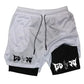 Print 2 in 1 Running Shorts for Men Gym