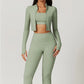 Workout Outfit ActiveWear 3 Pieces Workout Clothes Sports Bra High Waist Gym Leggings Long-Sleeved
