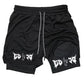 Print 2 in 1 Running Shorts for Men Gym
