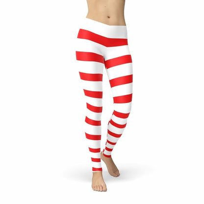 Avery Red Candy Cane Leggings - 4LibertyShop.com