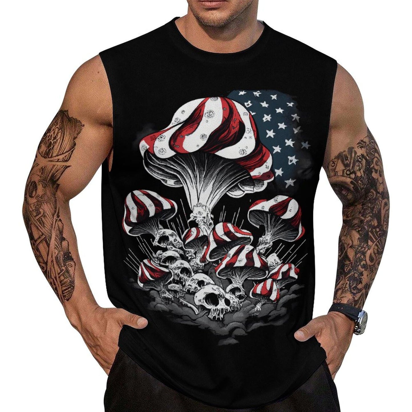 Mens American Flag Tank Top Summer Sleeveless Shirts 4th of July Gym Beach Novelty Workout Tees