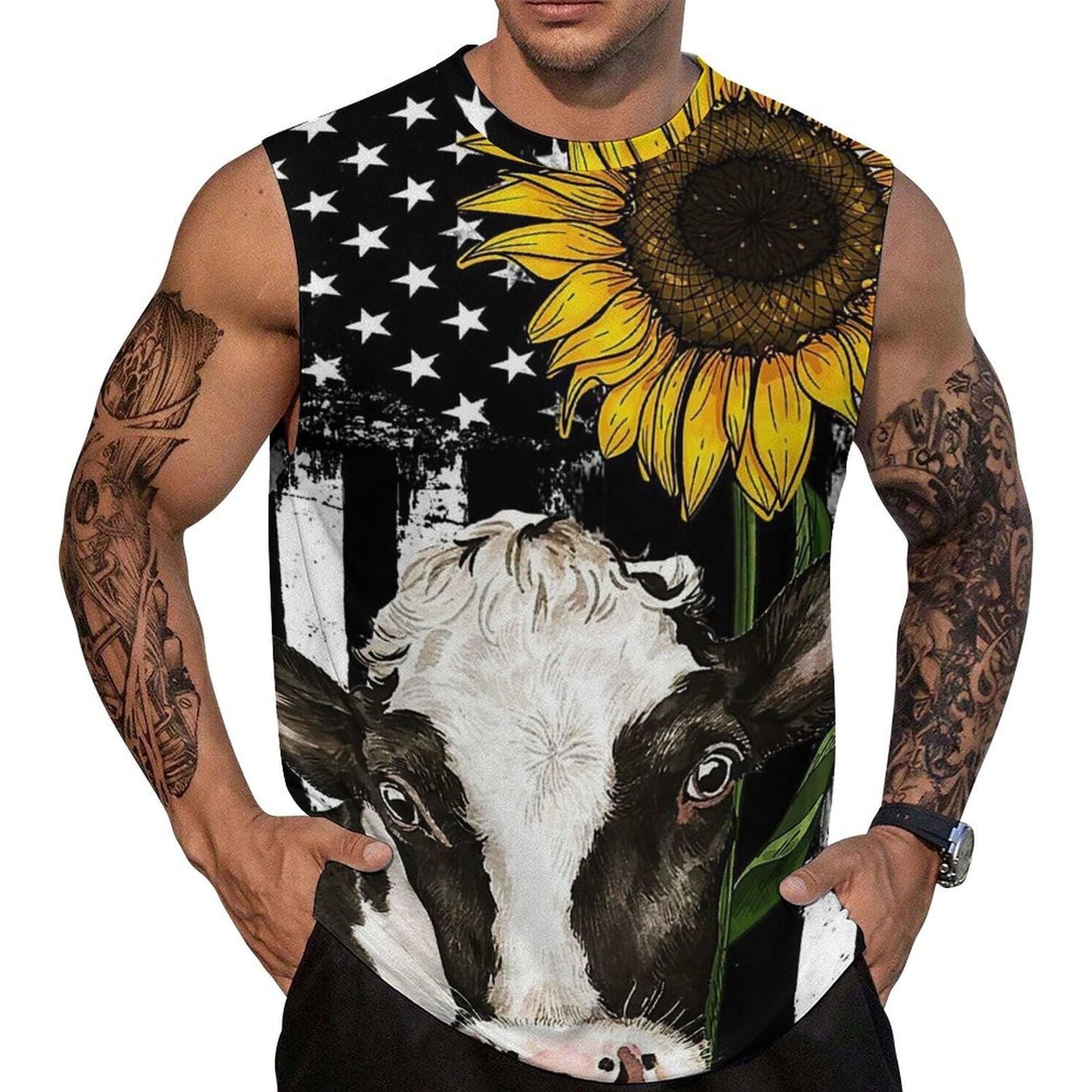 Mens American Flag Tank Top Summer Sleeveless Shirts 4th of July Gym Beach Novelty Workout Tees