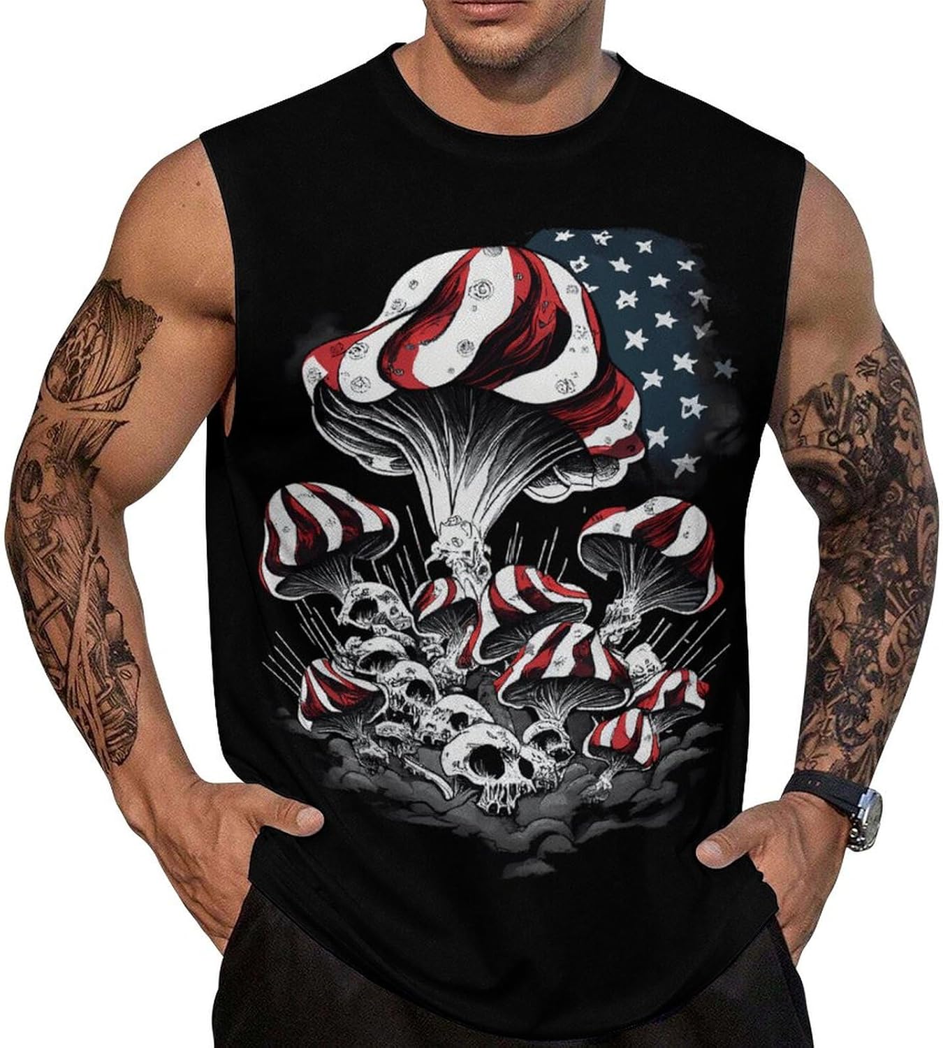 Mens American Flag Tank Top Summer Sleeveless Shirts 4th of July Gym Beach Novelty Workout Tees
