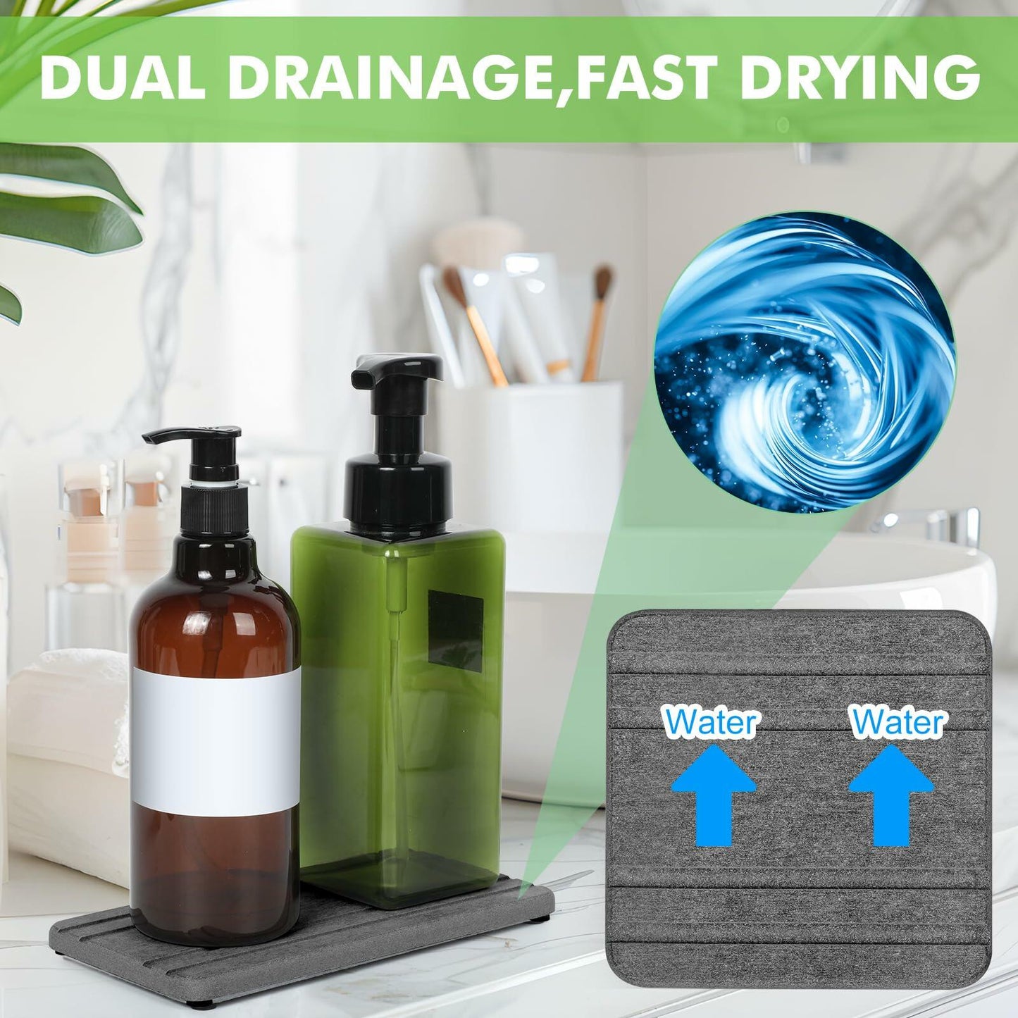 Vegoran 3-Pack Grey Diatomite Sink Trays – 4x8 in