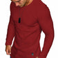 Comdecevis Muscle Slim Long Sleeve T Shirt Men Gym Athletic Red Size L