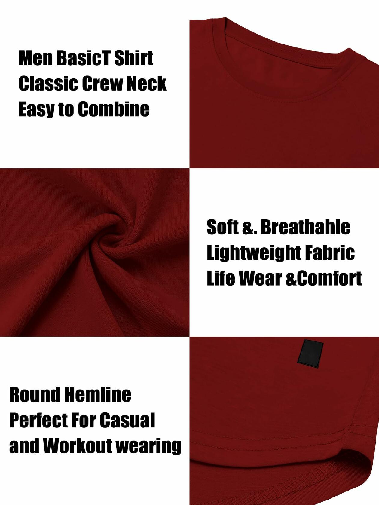 Comdecevis Muscle Slim Long Sleeve T Shirt Men Gym Athletic Red Size L