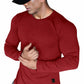 Comdecevis Muscle Slim Long Sleeve T Shirt Men Gym Athletic Red Size L